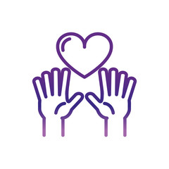 hands with love heart charity help donation