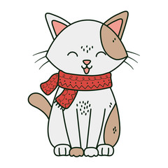 cute white cat with scarf tongue out celebration merry christmas