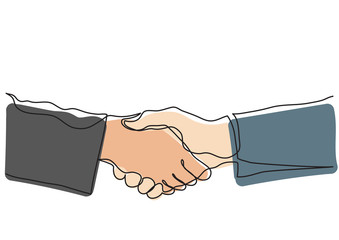 continuous line drawing of handshake