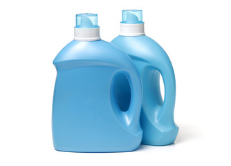 Plastic detergent container on white background