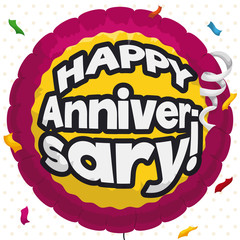 Commemorative Metallic Balloon to Celebrate a Happy Anniversary, Vector Illustration