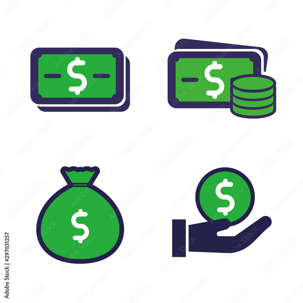 Canvas Prints set of money icon with simple flat design and green color on white background