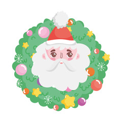 santa face wreath balls merry christmas