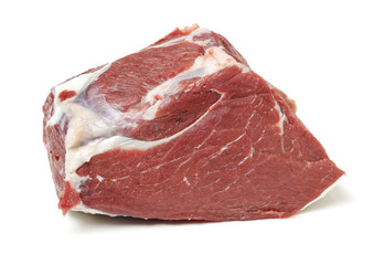 huge red meat chunk isolated over white background 