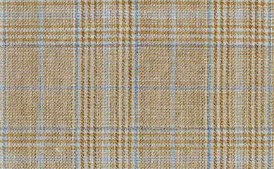 Men's suit. Virgin wool extra fine. Beige with light blue cross. Glenurquhart check is made of cashmere fabric. Traditional Scottish Glen plaid