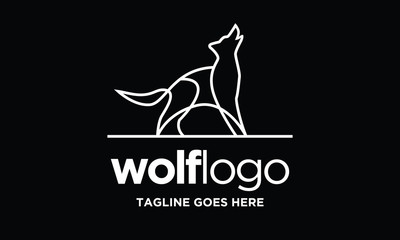 line art wolf logo design