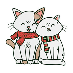 adorable cats with scarf celebration merry christmas