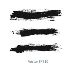 brush strokes watercolor background. Vector black paint