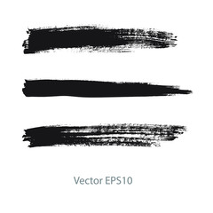 brush strokes watercolor background. Vector black paint