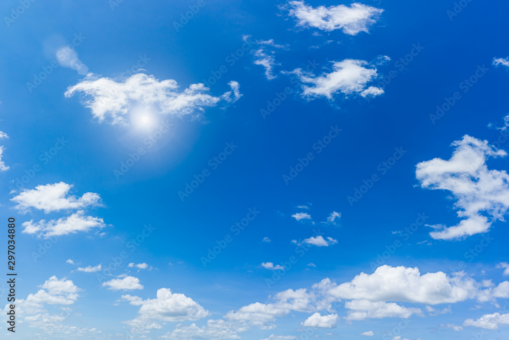 Wall mural blue sky and clouds natural background.