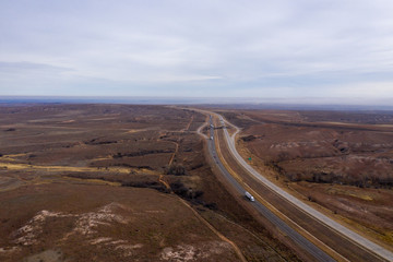 Freight vehicle riding on roadway
