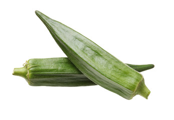 Fresh young okra isolated on white background