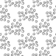 Black pepper seamless pattern. Engraving vintage style.