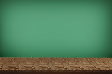 wooden table with view green  backdrop.you can used for display products. or add your own text on space.