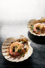 portuguese grilled prawns tapas in spicy tomato piri piri sauce