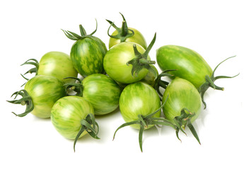 Green tomatoes on white background