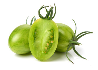 Green tomatoes on white background