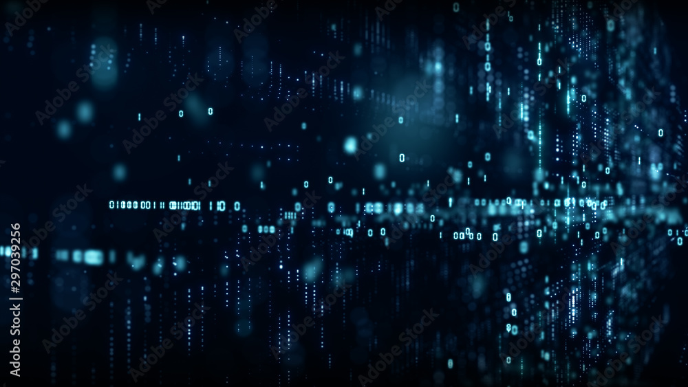 Aufkleber Digital cyberspace with particles and Digital data network connections concept.