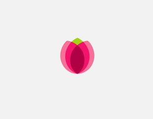 Creative abstract pink logo badge of geometric shapes flower tulip for company