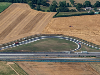 vue aérienne d'un échangeur routier à Bourneville dans l'Eure en France