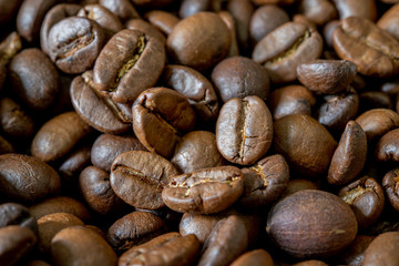 close up of roasted coffee beans