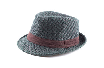 Vintage Straw hat fasion  isolated on white background.