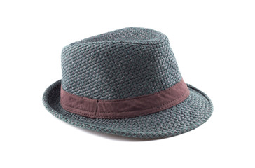 Vintage Straw hat fasion  isolated on white background.