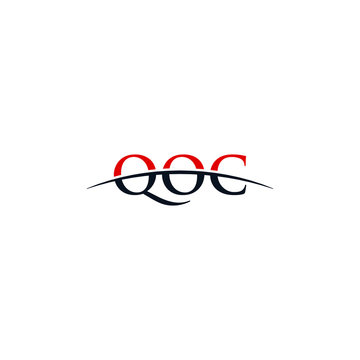 Initial letter QOC, overlapping movement swoosh horizon logo company design inspiration in red and dark blue color vector