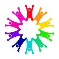 Teamwork optimistic people gears vector logo