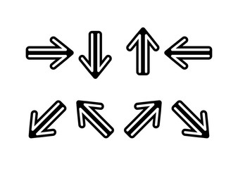Vector Illustration Of 8 Direction line Icons.