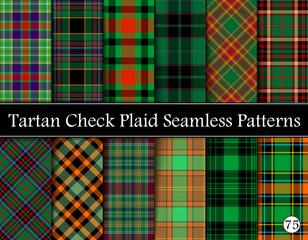 Set Tartan Plaid Scottish Seamless Pattern