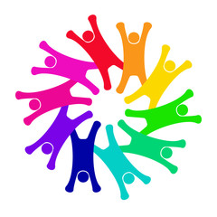 Happy teamwork flower vector logo 