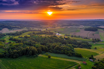 Fototapeta premium Beautiful Bilogora from above (Babotok, Municipality of Kapela, Bjelovar Bilogora County, Croatia)