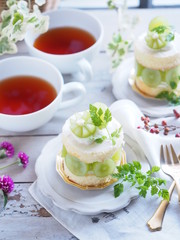 シャインマスカットのケーキでティータイム