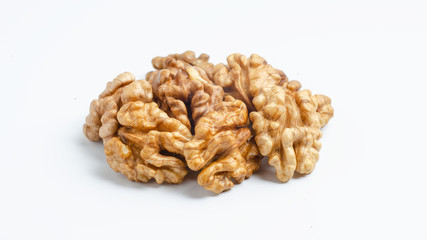 Handful of walnuts on an isolated background