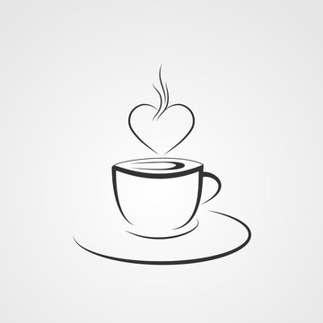 Cup Of Coffee With Steaming Heart