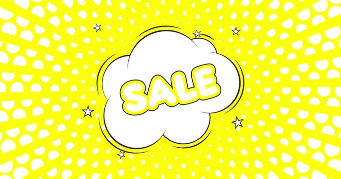 Sale. Retro Cartoon Comic Bubbles Popup Style. Black and yellow color