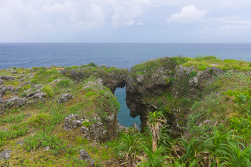 Fototapeta na wymiar Beautiful Scenery of Manzamo Cape in Okinawa, Japan