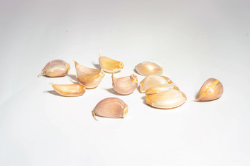 set of garlic isolated on white background