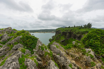 Fototapeta na wymiar Beautiful Scenery of Manzamo Cape in Okinawa, Japan