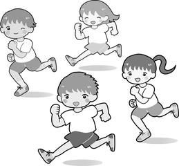 走る 子ども 男の子 体操着 青色 ランニング イラスト Wall Mural 有枝ダフニア