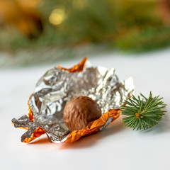 Christmas chocolate pralines with decorations