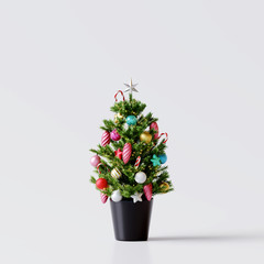 Christmas tree on white background. 3d rendering