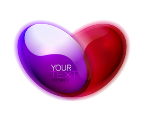 Glass shiny abstract logo or web banner box for text. Bright logotype with flowing liquid colors