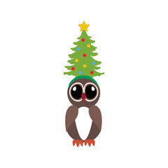 Owl in christmas costume illustration