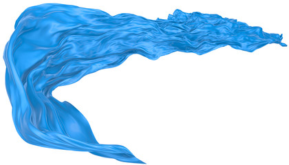 Abstract background of blue wavy silk or satin. 3d rendering image.
