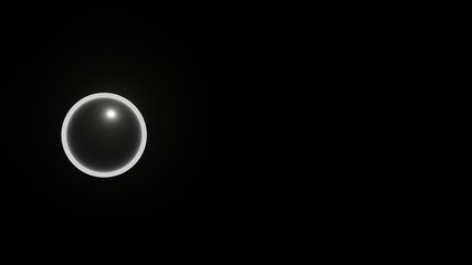 3d illustration of Round shape with neon line glowing light in the dark space 