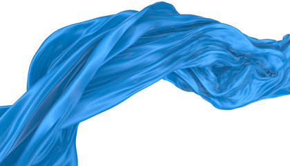 Abstract background of blue wavy silk or satin. 3d rendering image.