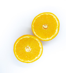 half orange slice isolated on white background