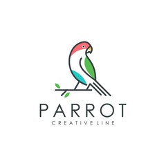 Fototapeta premium parrot line logo modern vector